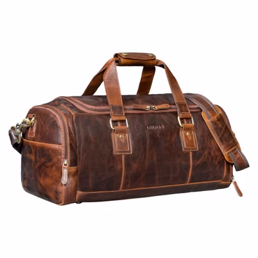 "Salvador" Robust Mens Leather Holdall Travel Bag 30L for Travel and Sports