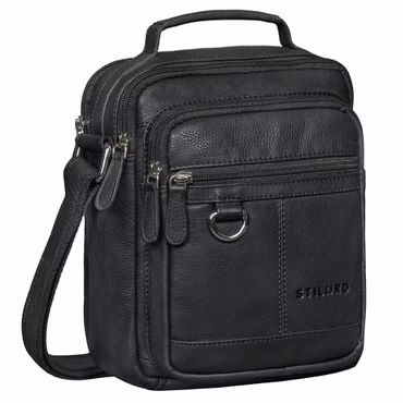 "Jonas" Pequena Bolsa Masculina de Couro para Usar a Tiracolo com Alça de Mão 8 Polegadas