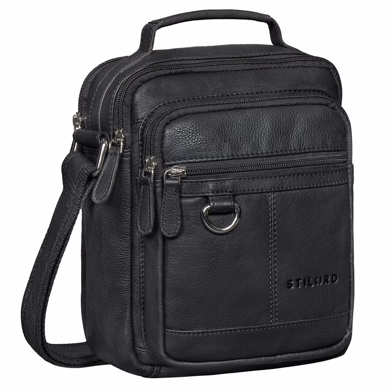 "Jonas" Kleine Leren Schoudertas Heren Met Handgreep voor 8 Inch Tablet