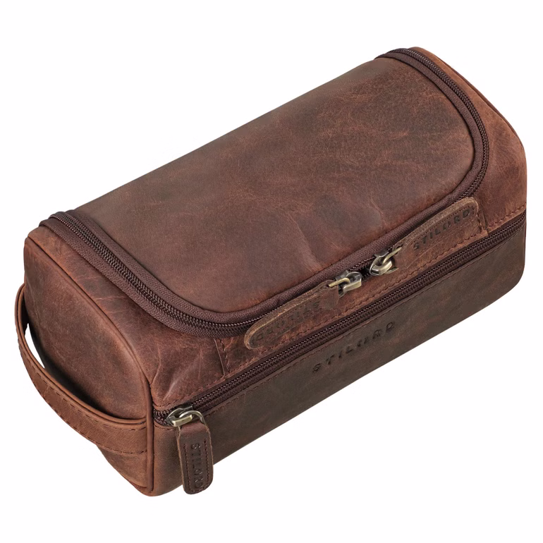 B-Stock "Rowan" Závěsná Kožená Toaletní Taška Vintage pro Muže i Ženy B-Stock "Rowan" Závěsná Kožená Toaletní Taška Vintage pro Muže i Ženy