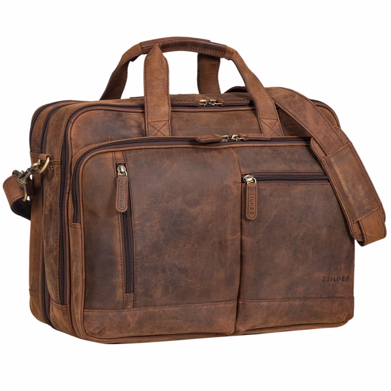 B-Stock "Arnold" Spacious Leather Laptop Bag