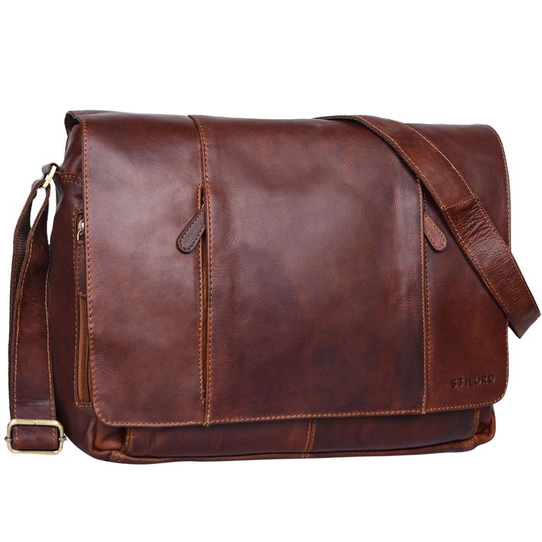 Couro "Erik" Vintage Shoulder Bag Leather 15.6 Inch