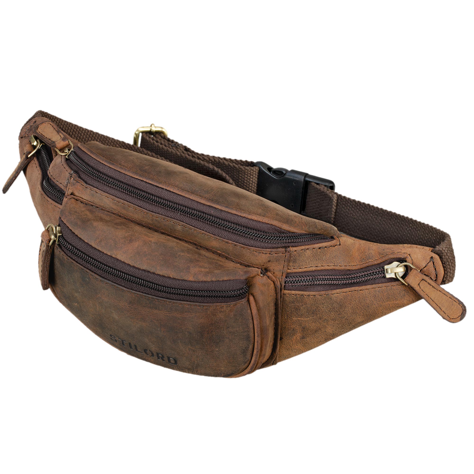 STILORD Eliah Heuptasje Leer Heren Dames Vintage Lederen Riemtas Hip Pack Kleine Reistas Heuptas Leer voor Festival Sport Kleur:antiek - bruin