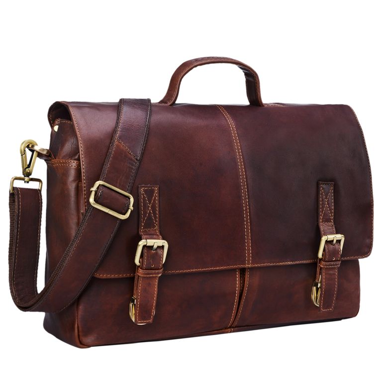 "Manuel" Leather briefcase men large