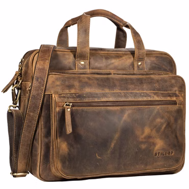 "Walt" XL Leren Aktetas Vintage Voor Heren En Dames Groot Kantoor