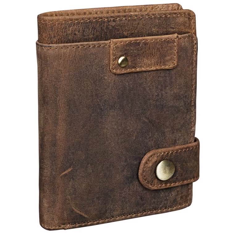 "Milo" Carteira Couro Vintage Masculina Vertical Com Botão