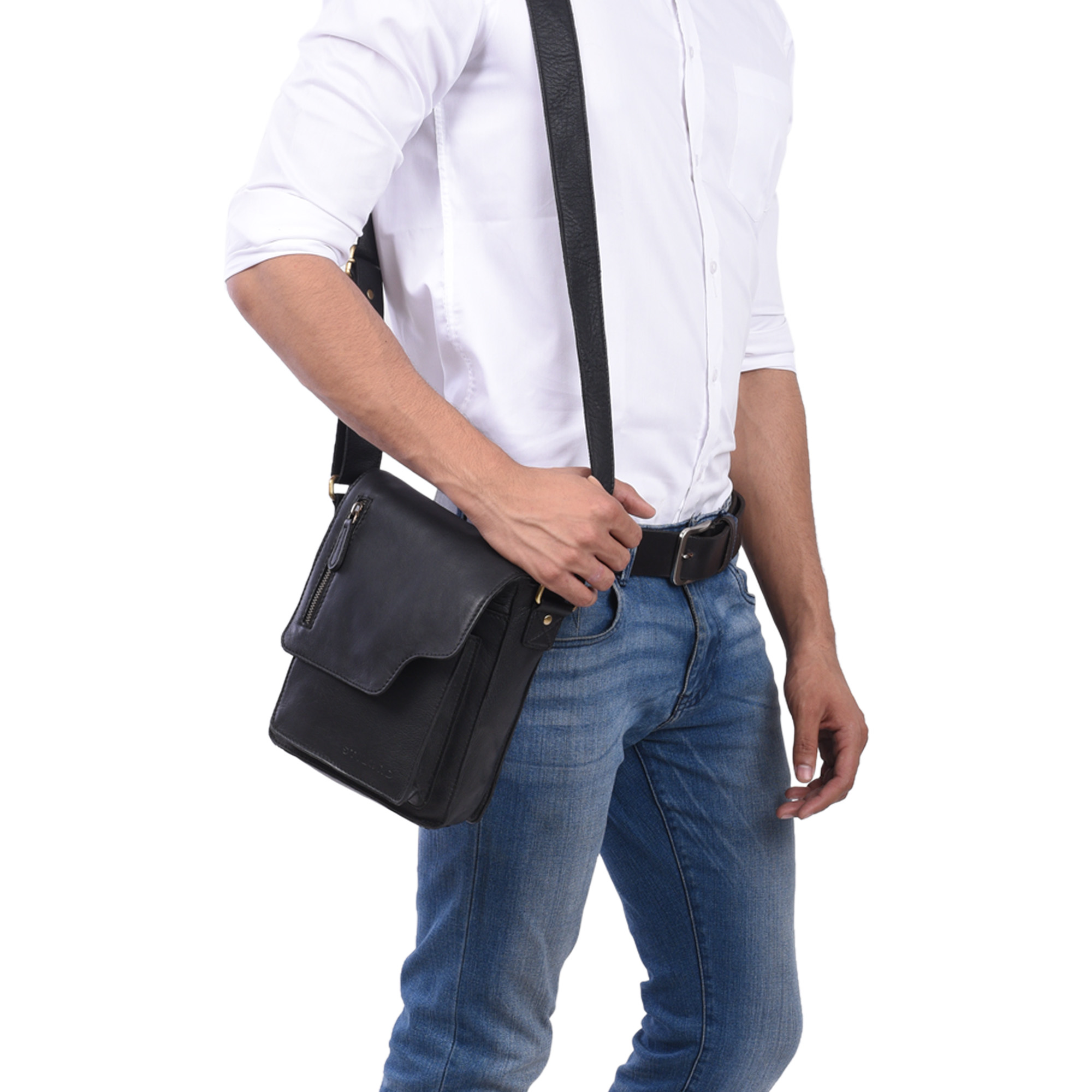 "Pete" shoulder bag leather small for men STILORD